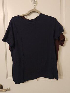 3 A New Day Short Sleeve Crewneck Tees in Navy, Brown, and White size XL